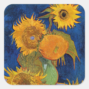 Vincent van Gogh - Vase met vijf zonnebloemen Vierkante Sticker