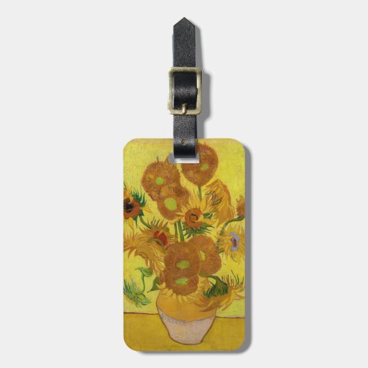 Vincent van Gogh - Vase met vijftien zonnebloemen Bagagelabel (Voorkant verticaal)