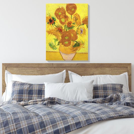 Vincent van Gogh - Vase met vijftien zonnebloemen Canvas Afdruk (Insitu (Slaapkamer))