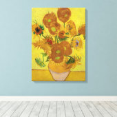 Vincent van Gogh - Vase met vijftien zonnebloemen Canvas Afdruk (Insitu (Houten vloer))