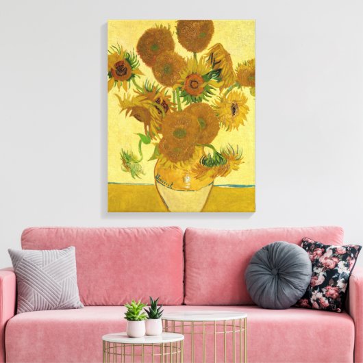 Vincent van Gogh - Vase met vijftien zonnebloemen Canvas Afdruk (Insitu (Woonkamer))