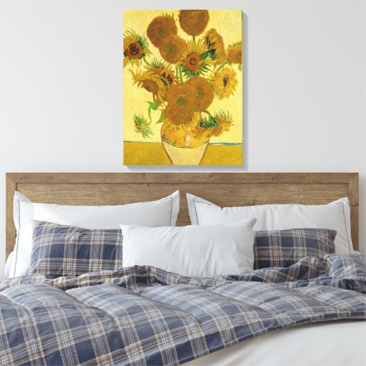 Vincent van Gogh - Vase met vijftien zonnebloemen Canvas Afdruk (Insitu (Slaapkamer))