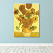 Vincent van Gogh - Vase met vijftien zonnebloemen Canvas Afdruk (Insitu (Houten vloer))
