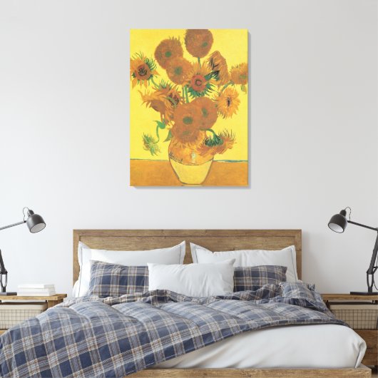 Vincent van Gogh - Vase met vijftien zonnebloemen Canvas Afdruk (Insitu (Slaapkamer))