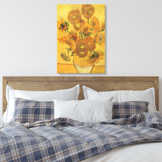 Vincent van Gogh - Vase met vijftien zonnebloemen Canvas Afdruk (Insitu (Slaapkamer))