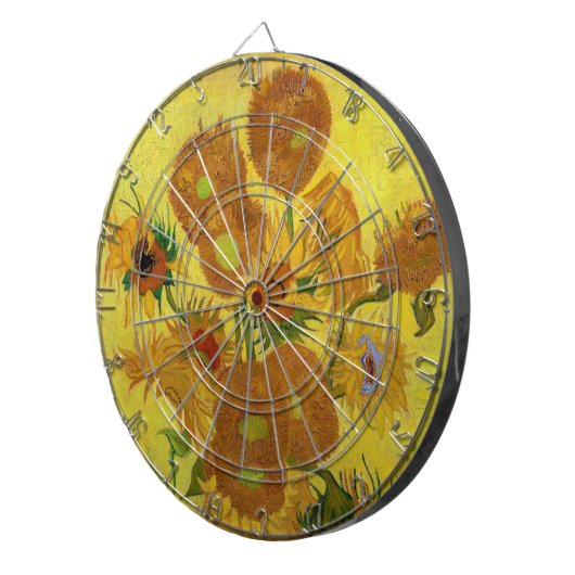 Vincent van Gogh - Vase met vijftien zonnebloemen Dartbord (Voorkant Rechts)