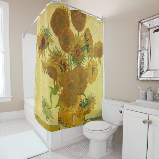 Vincent van Gogh - Vase met vijftien zonnebloemen Douchegordijn (In situ)
