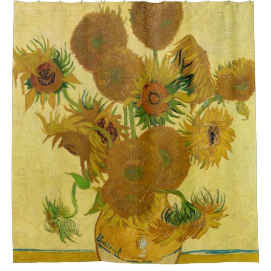 Vincent van Gogh - Vase met vijftien zonnebloemen Douchegordijn (Voorkant)