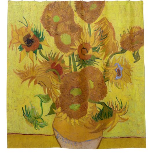 Vincent van Gogh - Vase met vijftien zonnebloemen Douchegordijn (Voorkant)