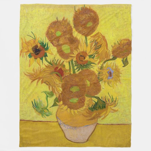 Vincent van Gogh - Vase met vijftien zonnebloemen Fleece Deken (Voorkant)