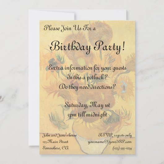 Vincent van Gogh - Vase met vijftien zonnebloemen Kaart (Achterkant)