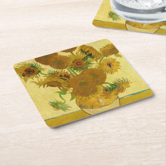 Vincent van Gogh - Vase met vijftien zonnebloemen Kartonnen Onderzetters (Schuin)