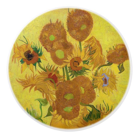 Vincent van Gogh - Vase met vijftien zonnebloemen Keramische Knop (Voorkant)