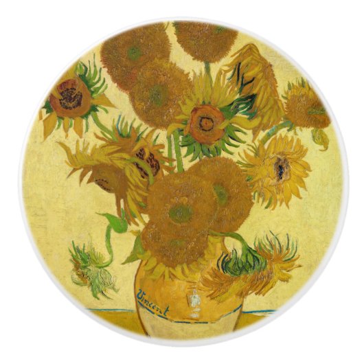 Vincent van Gogh - Vase met vijftien zonnebloemen Keramische Knop (Voorkant)