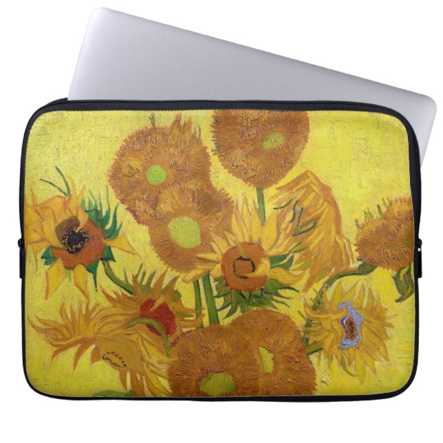 Vincent van Gogh - Vase met vijftien zonnebloemen Laptop Sleeve (Voorkant)