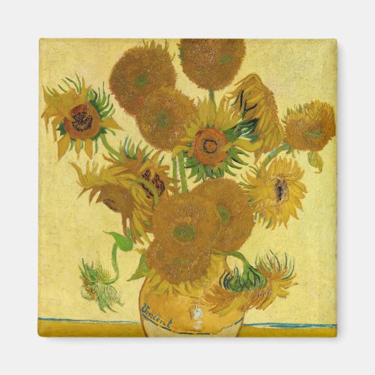 Vincent van Gogh - Vase met vijftien zonnebloemen Magneet (Voorkant)