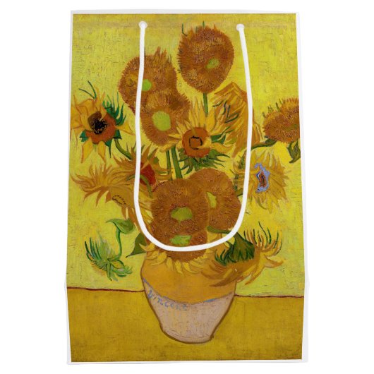 Vincent van Gogh - Vase met vijftien zonnebloemen Medium Cadeauzakje (Achterkant)