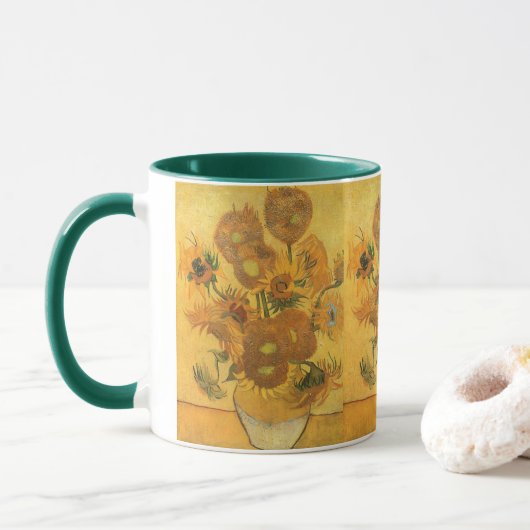 Vincent van Gogh - Vase met vijftien zonnebloemen Mok (Met donut)