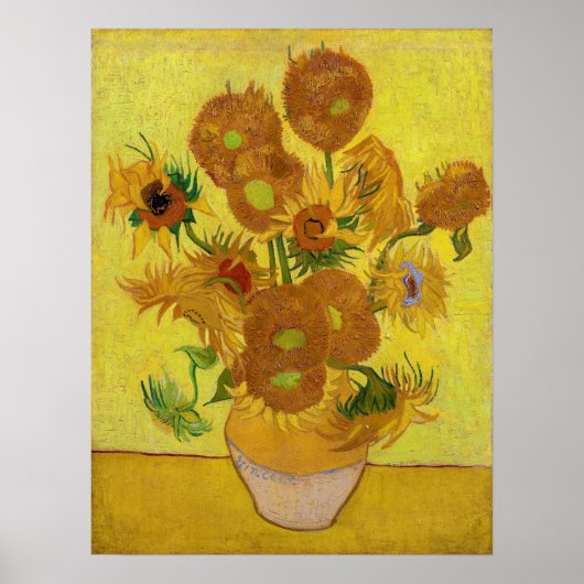 Vincent van Gogh - Vase met vijftien zonnebloemen Poster (Voorkant)