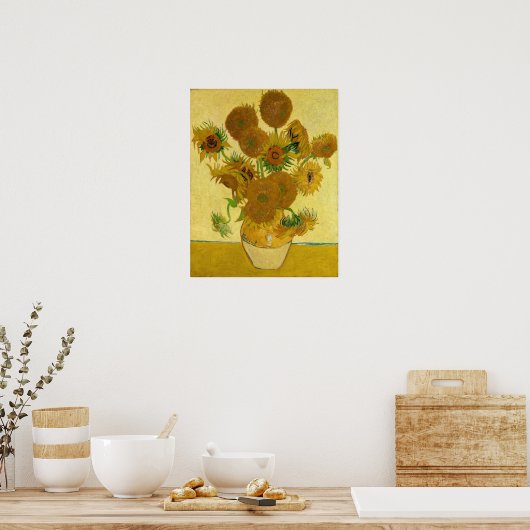 Vincent van Gogh - Vase met vijftien zonnebloemen Poster (Keuken)