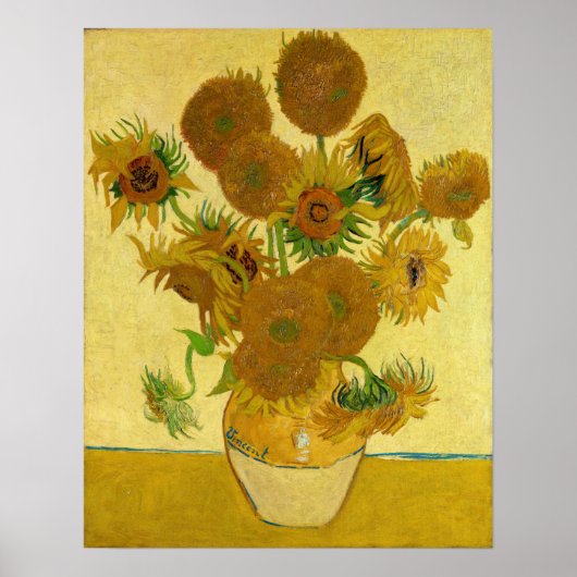 Vincent van Gogh - Vase met vijftien zonnebloemen Poster (Voorkant)