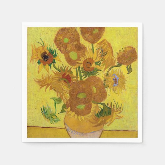 Vincent van Gogh - Vase met vijftien zonnebloemen Servet (Voorkant)