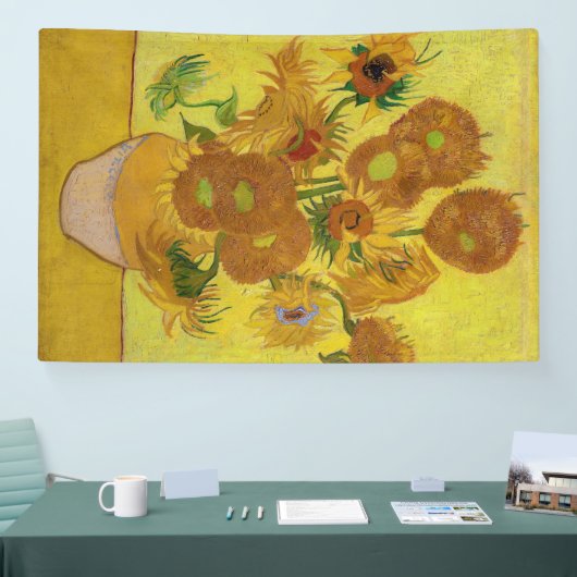 Vincent van Gogh - Vase met vijftien zonnebloemen Spandoek (Beurs)