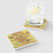 Vincent van Gogh - Vase met vijftien zonnebloemen Stenen Onderzetter (Zijkant)