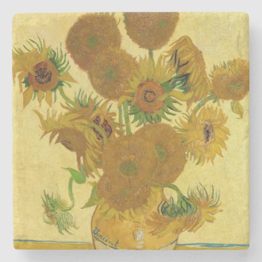 Vincent van Gogh - Vase met vijftien zonnebloemen Stenen Onderzetter (Voorkant)