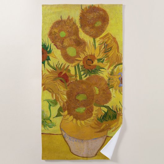 Vincent van Gogh - Vase met vijftien zonnebloemen Strandlaken (Voorkant)