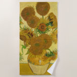 Vincent van Gogh - Vase met vijftien zonnebloemen Strandlaken<br><div class="desc">Vase met vijftien zonnebloemen / Vase avec quinze tournesols - Vincent Van Gogh,  augustus 1888 - Sunflower 1888 fouth version (F454)</div>