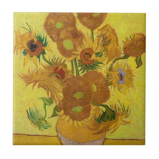 Vincent van Gogh - Vase met vijftien zonnebloemen Tegeltje (Voorkant)