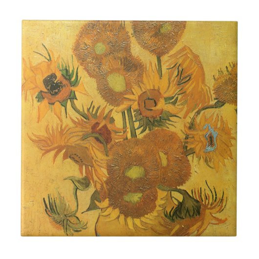 Vincent van Gogh - Vase met vijftien zonnebloemen Tegeltje (Voorkant)