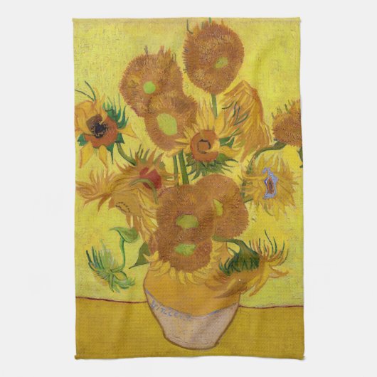 Vincent van Gogh - Vase met vijftien zonnebloemen Theedoek (Verticaal)
