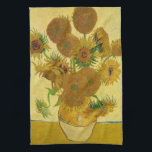 Vincent van Gogh - Vase met vijftien zonnebloemen Theedoek<br><div class="desc">Vase met vijftien zonnebloemen / Vase avec quinze tournesols - Vincent Van Gogh,  augustus 1888 - Sunflower 1888 fouth version (F454)</div>