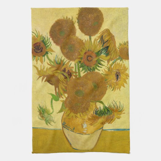 Vincent van Gogh - Vase met vijftien zonnebloemen Theedoek (Verticaal)