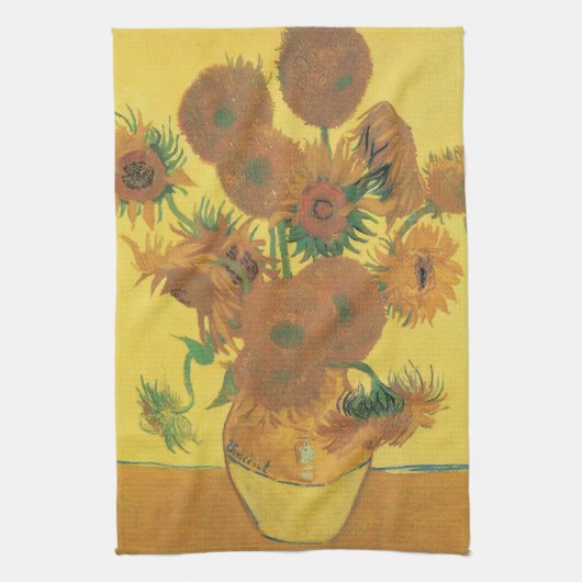 Vincent van Gogh - Vase met vijftien zonnebloemen Theedoek (Verticaal)