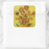 Vincent van Gogh - Vase met vijftien zonnebloemen Vierkante Sticker (Tas)