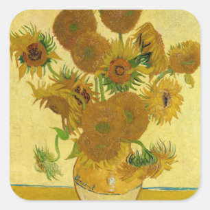 Vincent van Gogh - Vase met vijftien zonnebloemen Vierkante Sticker