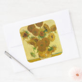 Vincent van Gogh - Vase met vijftien zonnebloemen Vierkante Sticker (Envelop)