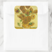 Vincent van Gogh - Vase met vijftien zonnebloemen Vierkante Sticker (Tas)