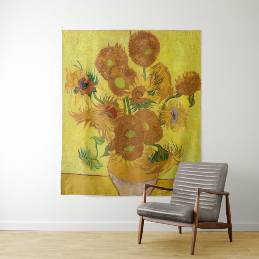 Vincent van Gogh - Vase met vijftien zonnebloemen Wandkleed (In situ)