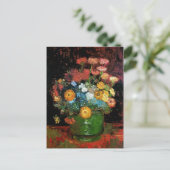 Vincent Van Gogh - Vase met Zinnias Fine Art Briefkaart (Staand voorkant)