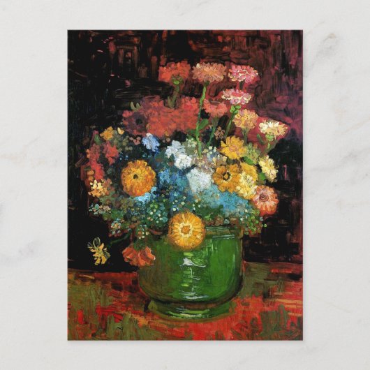 Vincent Van Gogh - Vase met Zinnias Fine Art Briefkaart (Voorkant)