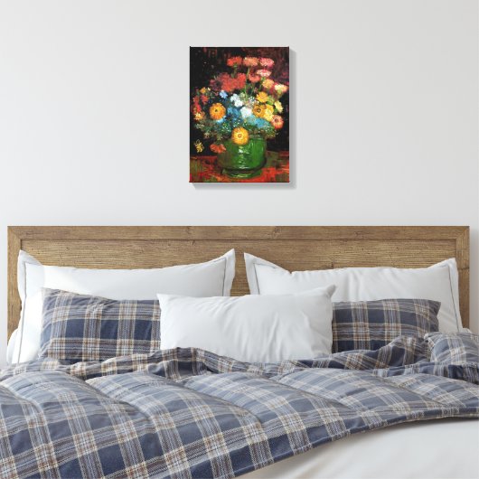 Vincent Van Gogh - Vase met Zinnias Fine Art Canvas Afdruk (Insitu (Slaapkamer))