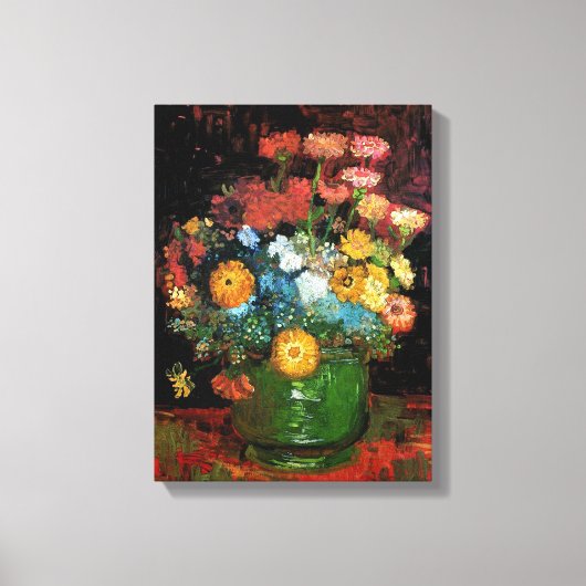 Vincent Van Gogh - Vase met Zinnias Fine Art Canvas Afdruk (Voorkant)