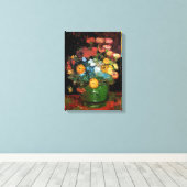 Vincent Van Gogh - Vase met Zinnias Fine Art Canvas Afdruk (Insitu (Houten vloer))