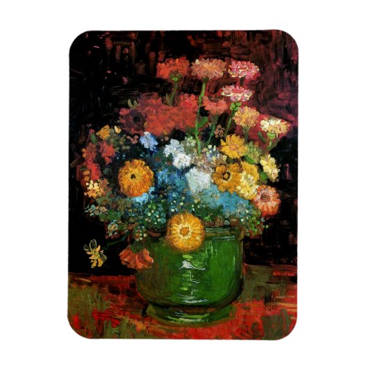 Vincent Van Gogh - Vase met Zinnias Fine Art Magneet (Verticaal)