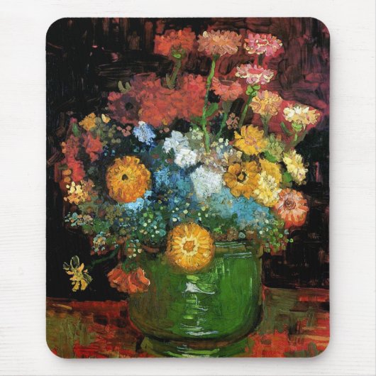 Vincent Van Gogh - Vase met Zinnias Fine Art Muismat (Voorkant)