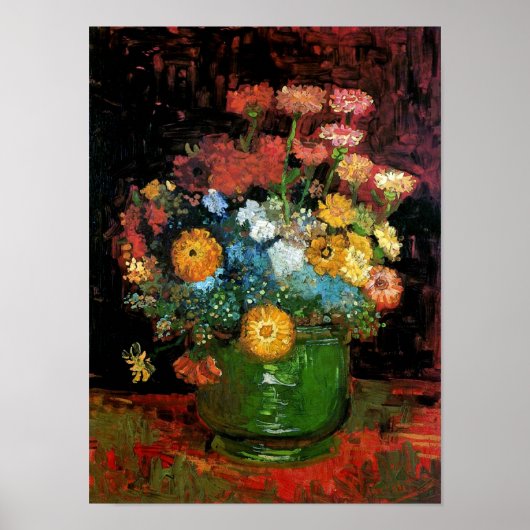 Vincent Van Gogh - Vase met Zinnias Fine Art Poster (Voorkant)